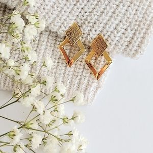 NEW Gold Geometric Diamond Shape Earrings